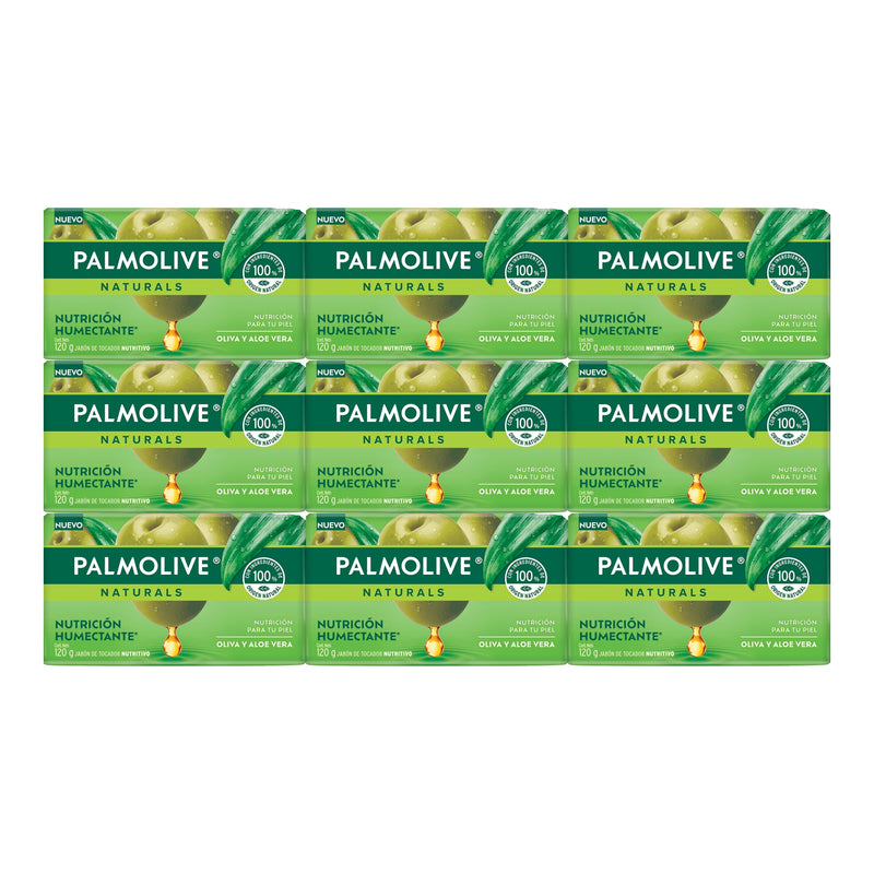 Palmolive Naturals Oliva y Aloe Bar Soap Sensación Humectante, 120g (Pack of 12)