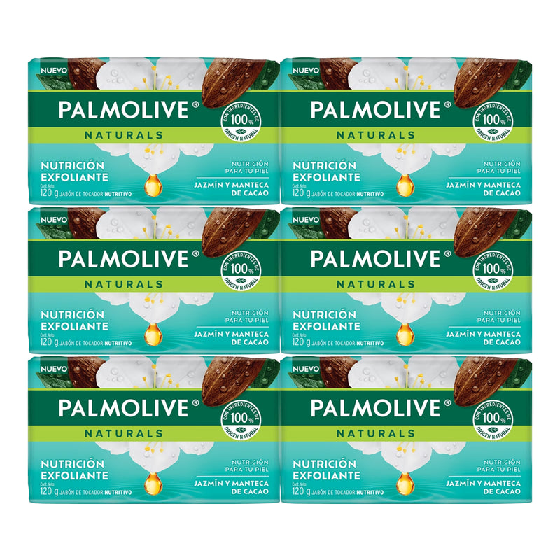 Palmolive Jazmín y Manteca de Cacao Bar Soap Exfoliante, 120g (Pack of 6)