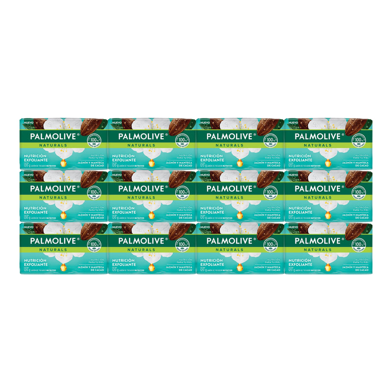 Palmolive Jazmín y Manteca de Cacao Bar Soap Exfoliante, 120g (Pack of 12)