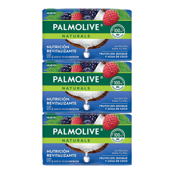 Palmolive Frutos del Bosque y Agua de Coco Bar Soap, 120g (Pack of 3)