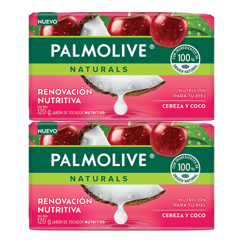 Palmolive Naturals Cereza y Coco Bar Soap Renovación Nutritiva 120g (Pack of 2)