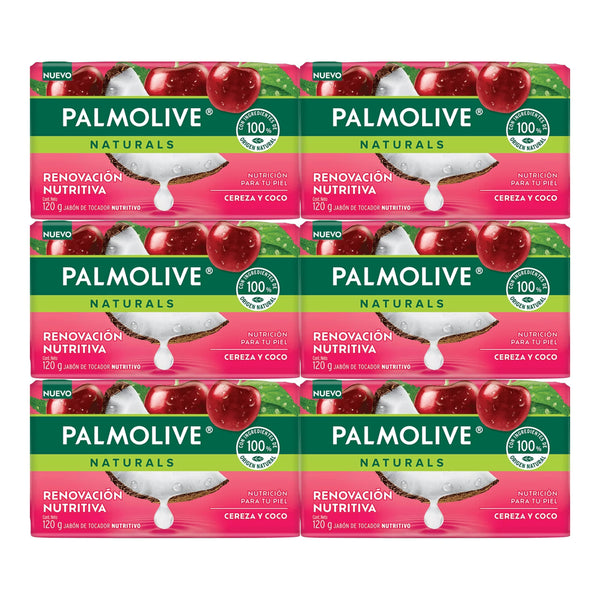 Palmolive Naturals Cereza y Coco Bar Soap Renovación Nutritiva 120g (Pack of 6)