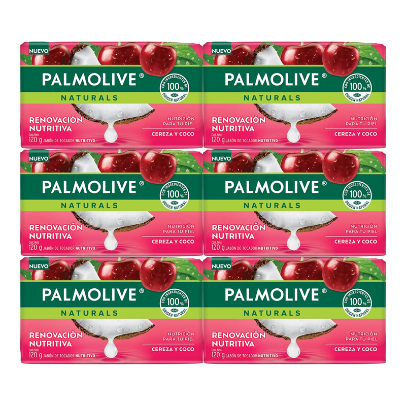 Palmolive Naturals Cereza y Coco Bar Soap Renovación Nutritiva 120g (Pack of 6)