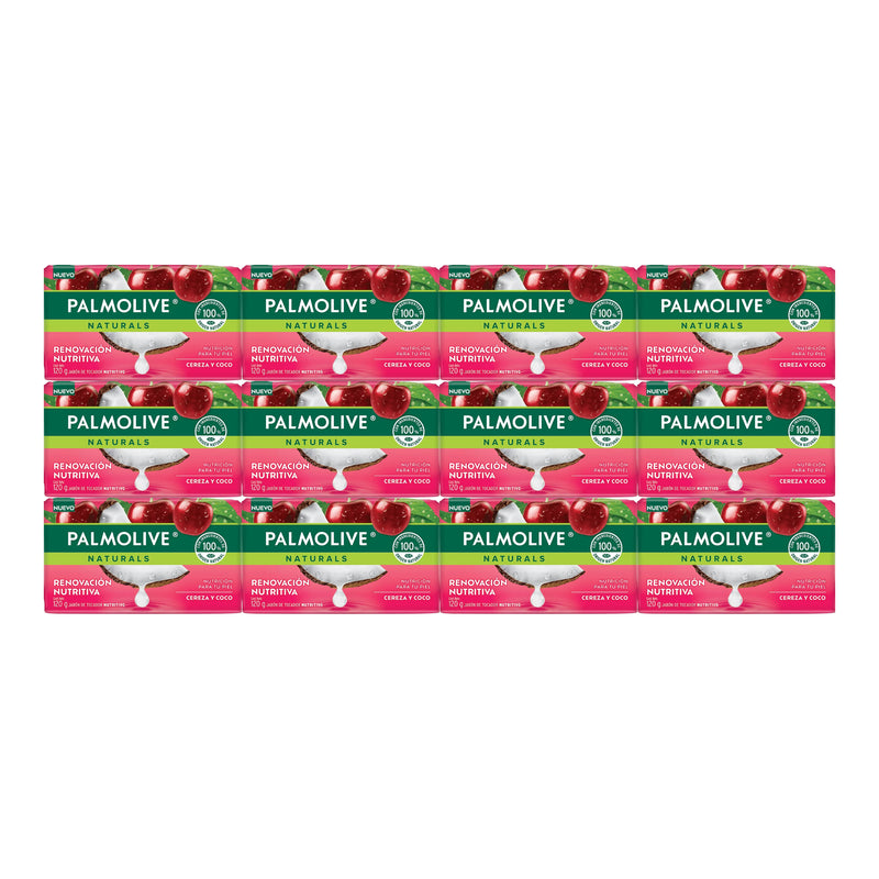 Palmolive Naturals Cereza y Coco Bar Soap Renovación Nutritiva 120g (Pack of 12)