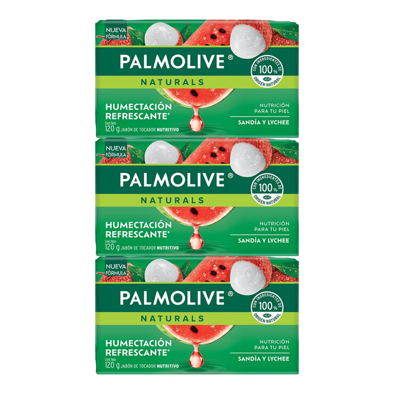 Palmolive Sandía y Lychee Bar Soap Humectación Refrescante, 120g (Pack of 3)