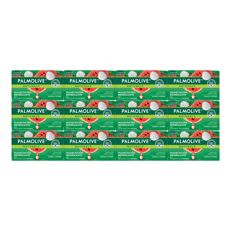 Palmolive Sandía y Lychee Bar Soap Humectación Refrescante, 120g (Pack of 12)