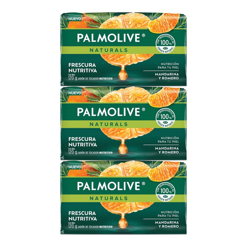 Palmolive Mandarina y Romero Bar Soap Frescura Nutritiva, 120g (Pack of 3)