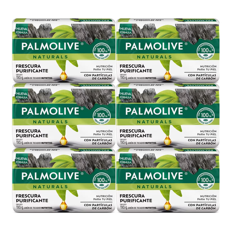 Palmolive Naturals Sensación Purificante Bar Soap con Carbon, 110g (Pack of 6)