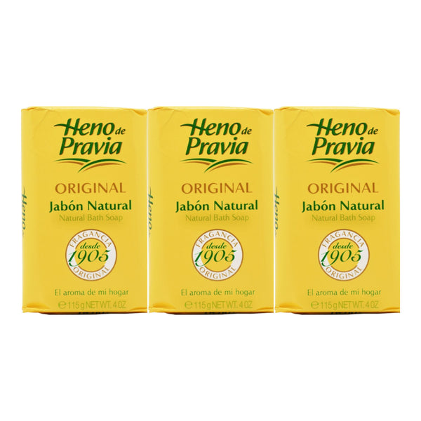 Heno de Pravia Original Jabon Natural Bath Bar Soap, 4oz. (115g) (Pack of 3)