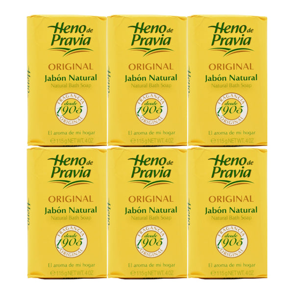 Heno de Pravia Original Jabon Natural Bath Bar Soap, 4oz. (115g) (Pack of 6)