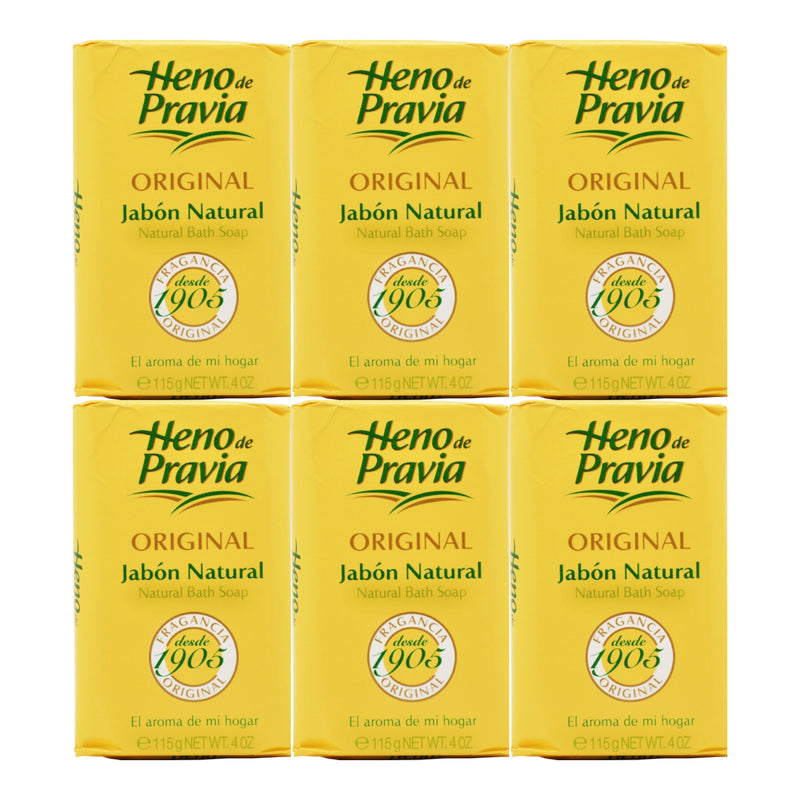 Heno de Pravia Original Jabon Natural Bath Bar Soap, 4oz. (115g) (Pack of 6)