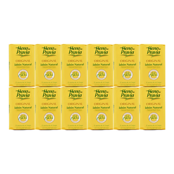 Heno de Pravia Original Jabon Natural Bath Bar Soap, 4oz. (115g) (Pack of 12)