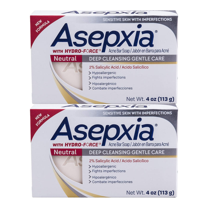 Asepxia Neutral Acne Bar Soap Deep Cleansing Gentle Care 4oz (113g) (Pack of 2)