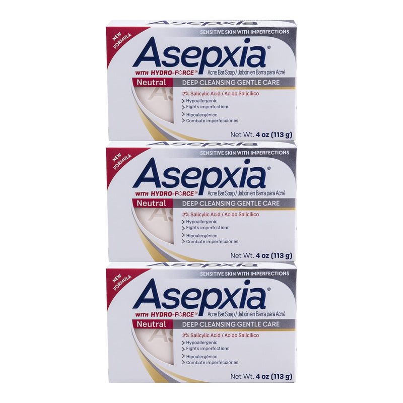 Asepxia Neutral Acne Bar Soap Deep Cleansing Gentle Care 4oz (113g) (Pack of 3)