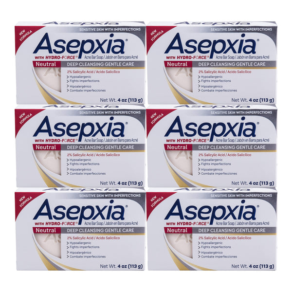 Asepxia Neutral Acne Bar Soap Deep Cleansing Gentle Care 4oz (113g) (Pack of 6)