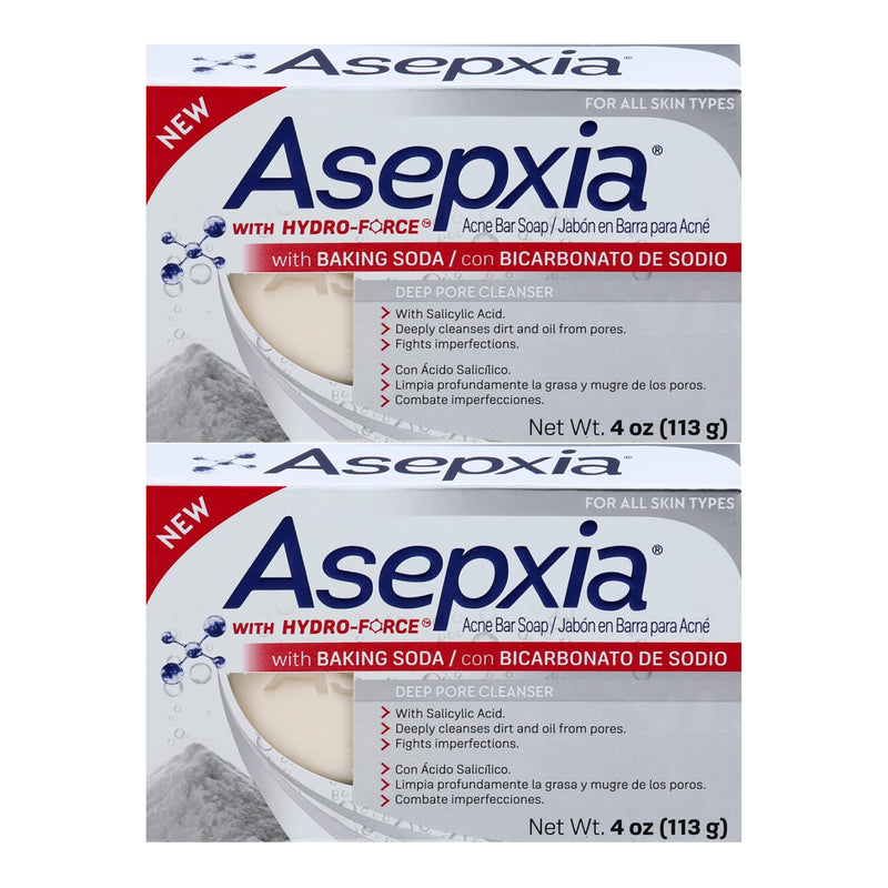 Asepxia w/ Baking Soda Acne Bar Soap Deep Pore Cleanser, 4oz (113g) (Pack of 2)