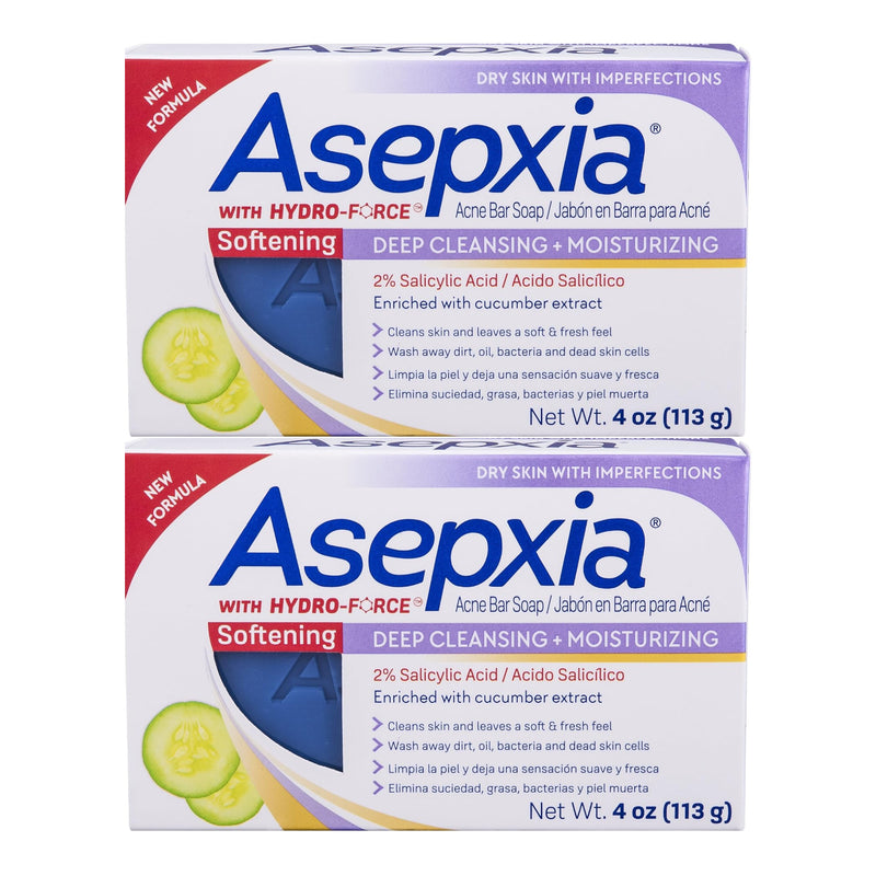 Asepxia Softening Acne Bar Soap Deep Cleaning + Moisturizing, 4oz. (Pack of 2)