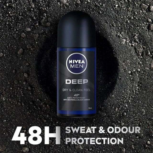 Nivea Men Deep Black Charcoal Dark Wood Deodorant, 1.7oz