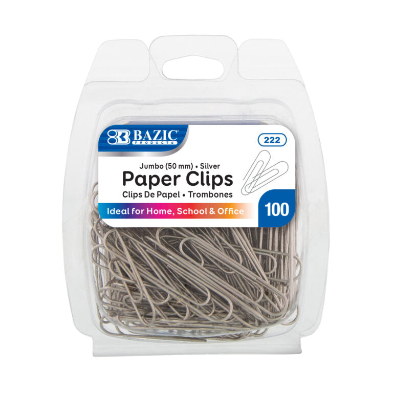 Paper Clip (50mm) Jumbo Silver (100/Pack)