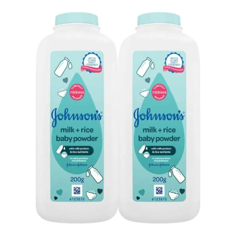 Johnson's Milk & Rice Baby Powder, 200gm (Pack of 2)