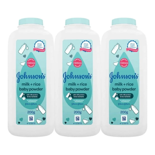 Johnson's Milk & Rice Baby Powder, 200gm (Pack of 3)