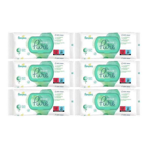 Pampers Aqua Pure Baby Wipes, 48 Wipes (Pack of 6)