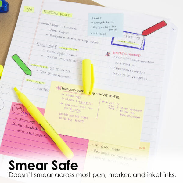 Pen Style Fluorescent Highlighter Yellow w/ Pocket Clip (5/Pk)