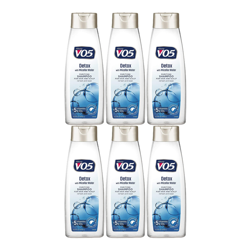 Alberto VO5 Detox w/ Micellar Water Purifying Shampoo, 12.5 oz. (Pack of 6)