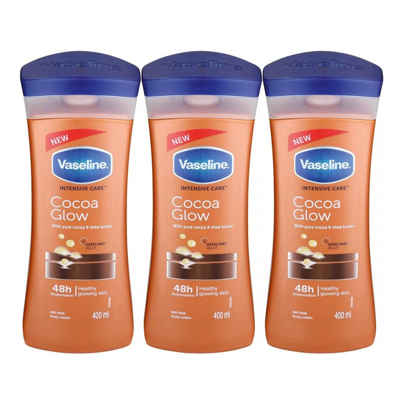 Vaseline Cocoa Glow Pure Cocoa & Shea Butter Lotion 400ml (Pack of 3)