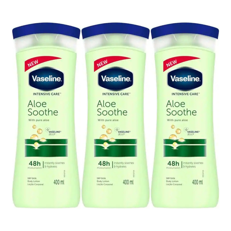 Vaseline Intensive Care Aloe Soothe Body Lotion, 400ml (Pack of 3)