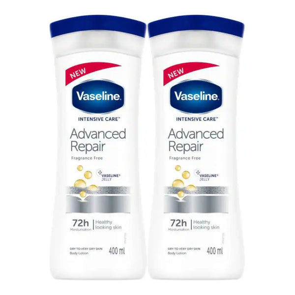 Vaseline Advanced Repair Fragrance Free Body Lotion 400ml (Pack of 2)