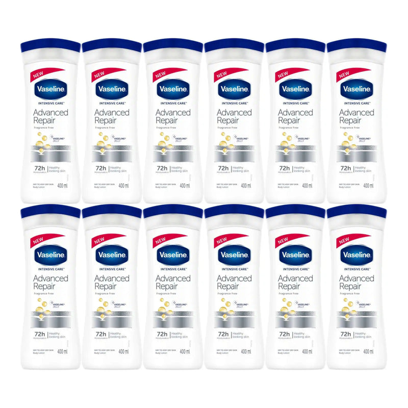 Vaseline Advanced Repair Fragrance Free Body Lotion 400ml (Pack of 12)