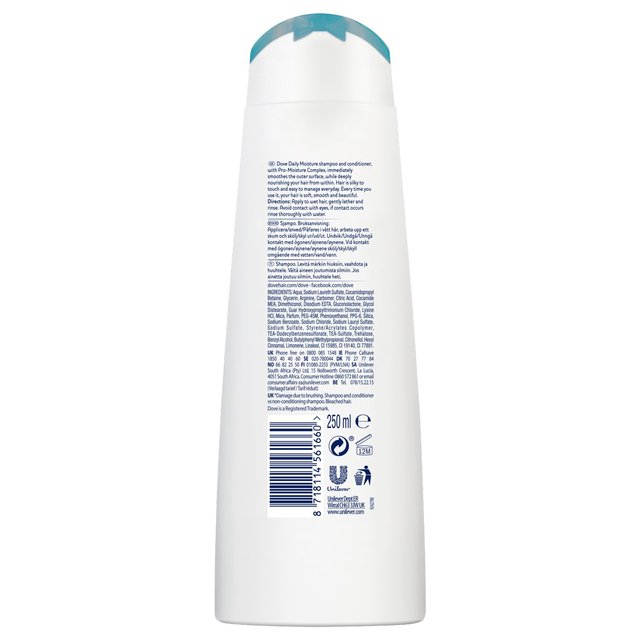 Dove Daily Moisture Shampoo For Everyday Care, 250ml (Pack of 12)
