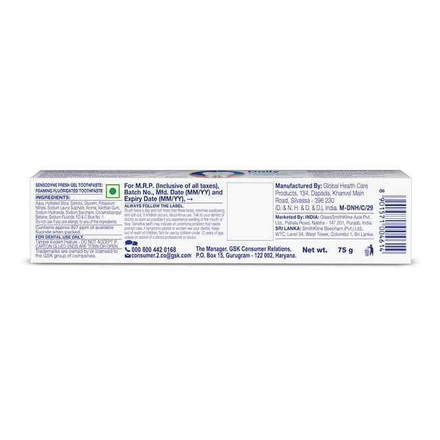 Sensodyne Sensitive Toothpaste - Fresh Gel, 2.64oz (75g) (Pack of 6)