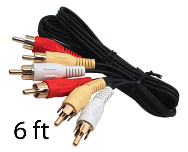 3 RCA Plugs to 3 RCA Plugs Shielded Stereo Cable (6 Feet)