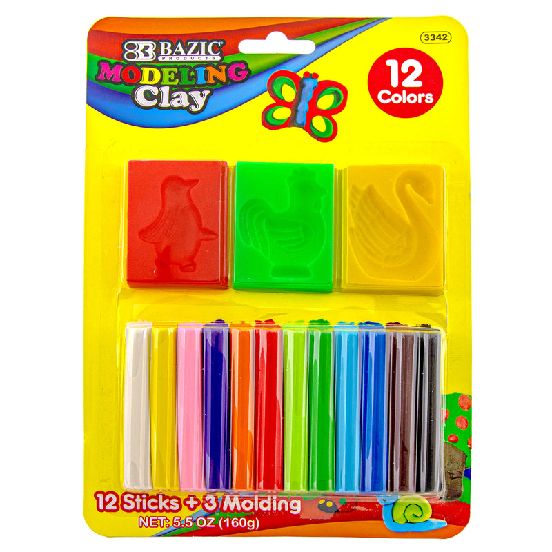 Modeling Clay Sticks 12 Color 160g w/ 3 Molding Tray