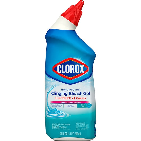 Clorox Toilet Bowl Cleaner Clinging Bleach Gel - Ocean Mist, 24 Oz