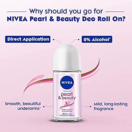 Nivea Pearl & Beauty Roll-On Deodorant, 1.7oz (50ml) (Pack of 12)