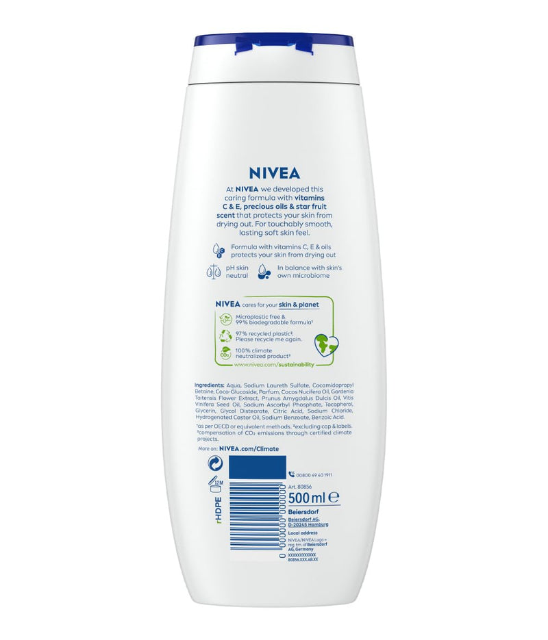 Nivea Star Fruit & Monoi Oil Shower Gel, 16.9oz (500ml)