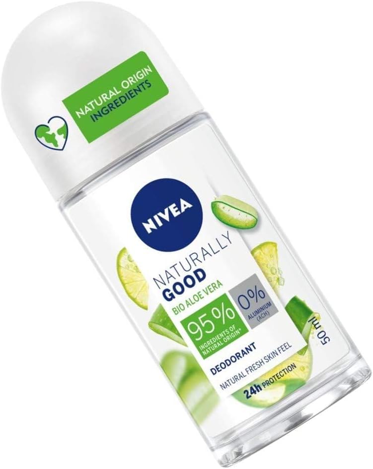 Nivea Naturally Good Bio Aloe Vera Deodorant, 1.7oz(50ml) (Pack of 3)