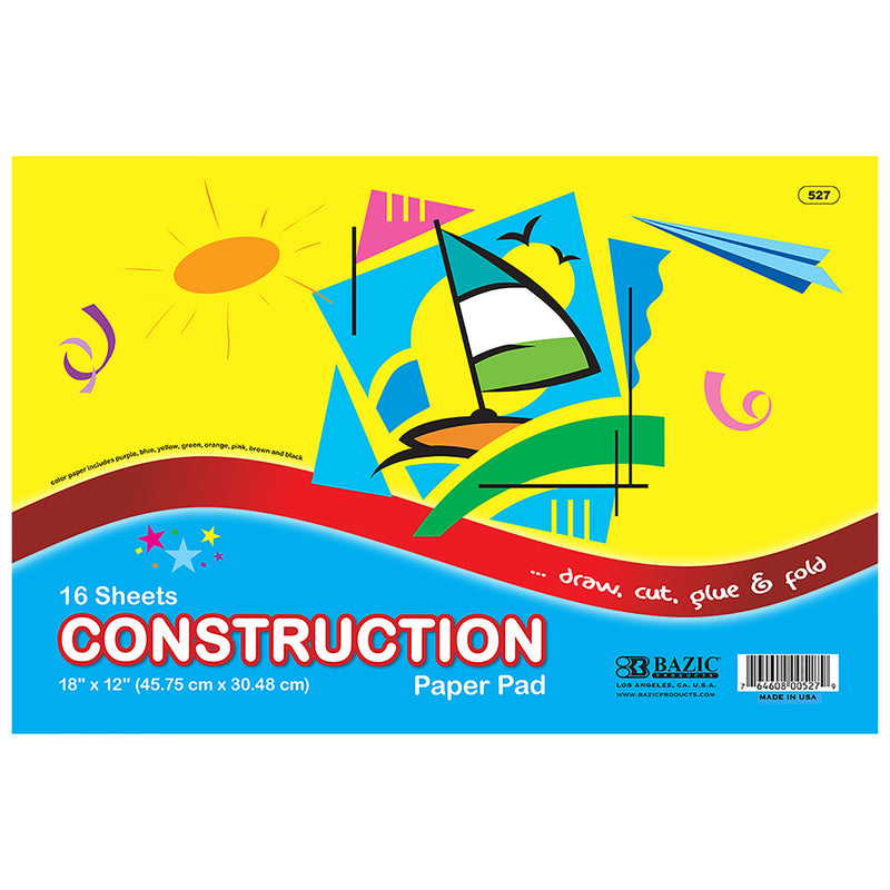Construction Paper Pad, 18″X 12″(16 Ct.)