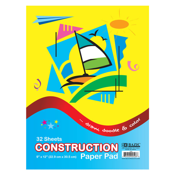 Construction Paper Pad, 9″X 12″(32 Ct.)