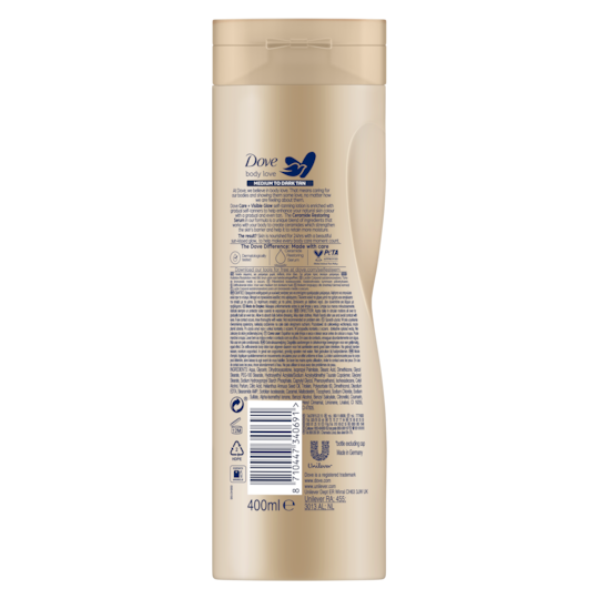 Dove Self-Tan Lotion For All Skin Types - Medium to Dark, 400ml (Pack of 12)