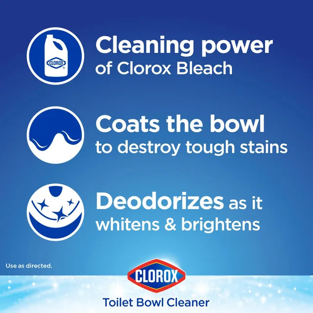 Clorox Toilet Bowl Cleaner with Bleach - Rain Clean Scent, 24 Fl Oz (Pack of 6)