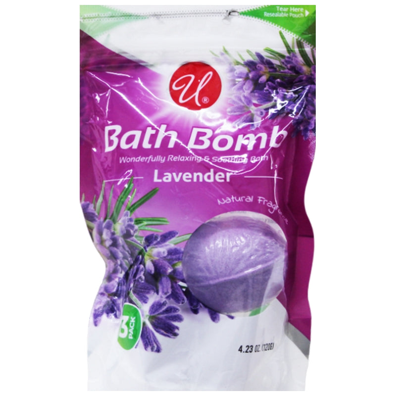 Lavender Scented Natural Fragrance Bath Bomb, 3ct. 4.23oz. (120g)