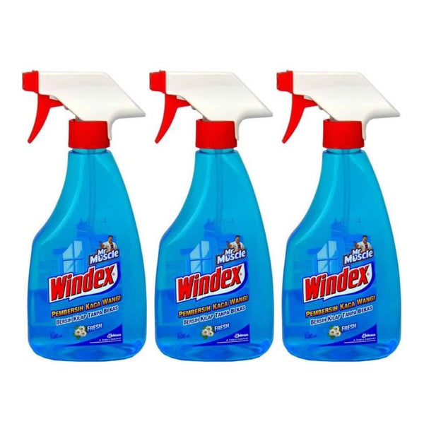 Windex Cleaner Spray Bottle - Fresh (Blue), 500ml (Pack of 3)