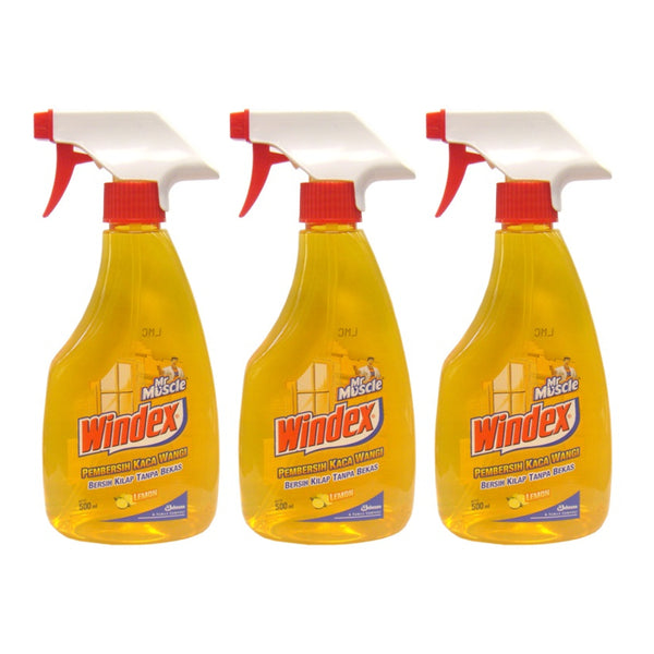 Windex Cleaner Spray Bottle - Lemon (Yellow) 500ml (Pack of 3)