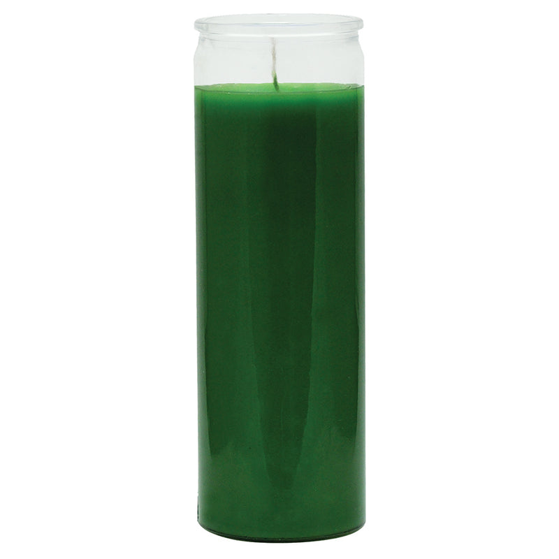 8" Tall Green Candle 7 Day Green Prayer Glass Candle Unscented 10oz