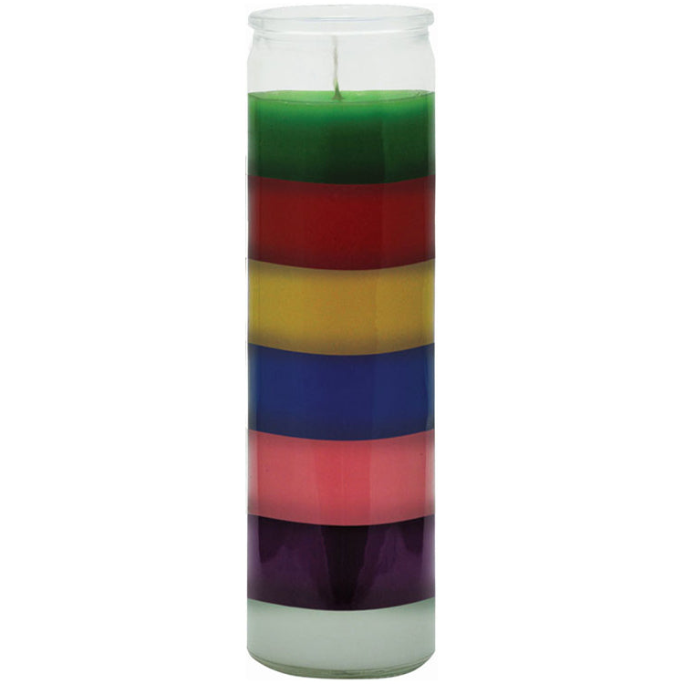 8" Tall Multi Color Candle - 7 Day Prayer Glass Candle Unscented 10oz