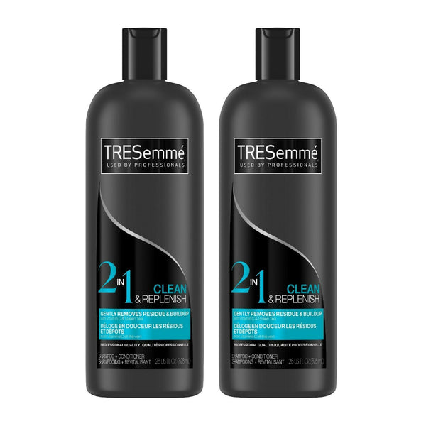 Tresemme 2 in 1 Clean & Replenish Shampoo + Conditioner, 28 fl oz. (Pack of 2)